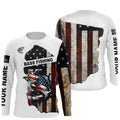 American flag largemouth Bass patriotic fishing UV long sleeve Custom fishing apparel NQS1178