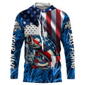 American flag patriot Largemouth Bass blue camo fishing, custom long sleeve sun protection NQS4361