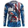 American flag patriot Largemouth Bass blue camo fishing, custom long sleeve sun protection NQS4361