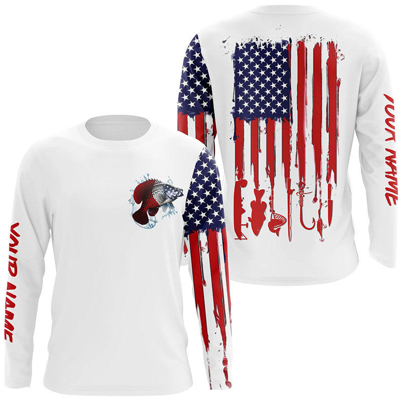 American flag Crappie fishing personalized patriotic UV Protection Fishing for, women, kid NQS5485