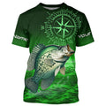 Personalized Crappie Green Long Sleeve Performance Fishing, Crappie compass tournament NQS5950