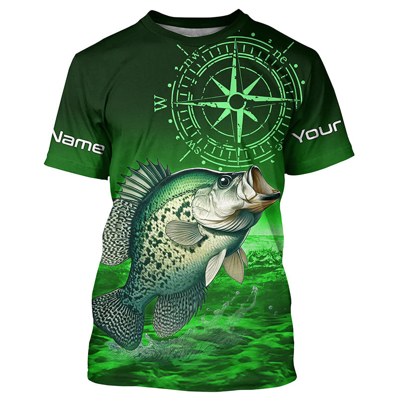 Personalized Crappie Green Long Sleeve Performance Fishing, Crappie compass tournament NQS5950