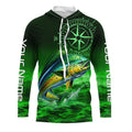 Personalized Mahi mahi Green Long Sleeve Performance Fishing, Dorado compass tournament NQS5951