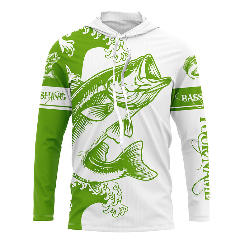 Personalized Largemouth bass fishing tattoo, Bass Long Sleeve Fishing tournament| Green NQS3768
