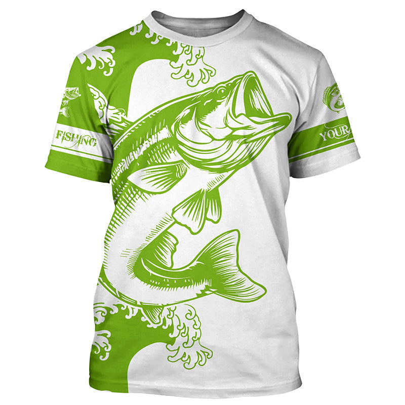 Personalized Largemouth bass fishing tattoo, Bass Long Sleeve Fishing tournament| Green NQS3768