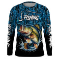Largemouth bass Fish blue camo fishing Custom name long sleeves fishing NQS4142