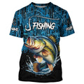 Largemouth bass Fish blue camo fishing Custom name long sleeves fishing NQS4142
