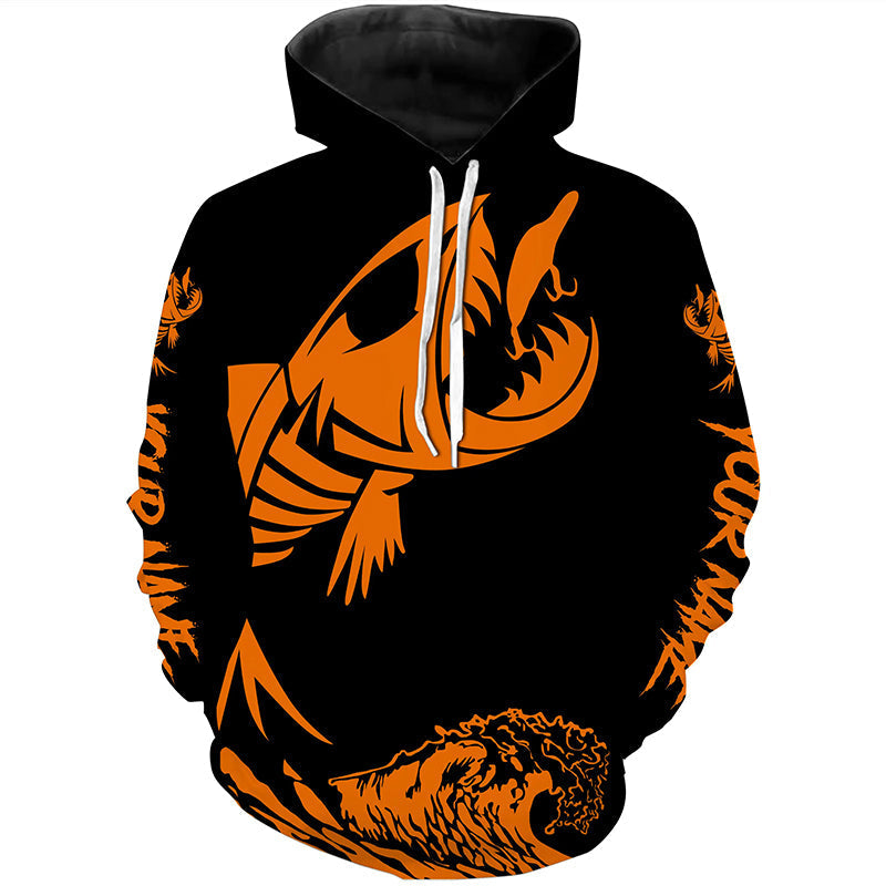 Fish skeleton reaper orange black sun protection performance custom name long sleeve fishing NQS6618