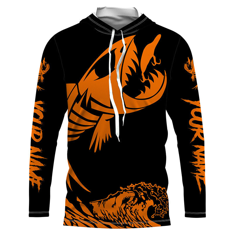 Fish skeleton reaper orange black sun protection performance custom name long sleeve fishing NQS6618
