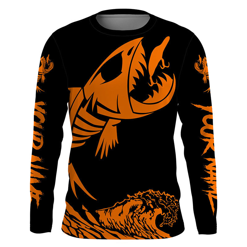 Fish skeleton reaper orange black sun protection performance custom name long sleeve fishing NQS6618