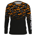 Fishing black orange camouflage UV long sleeve, hooded camo Custom fishing apparel NQS2514