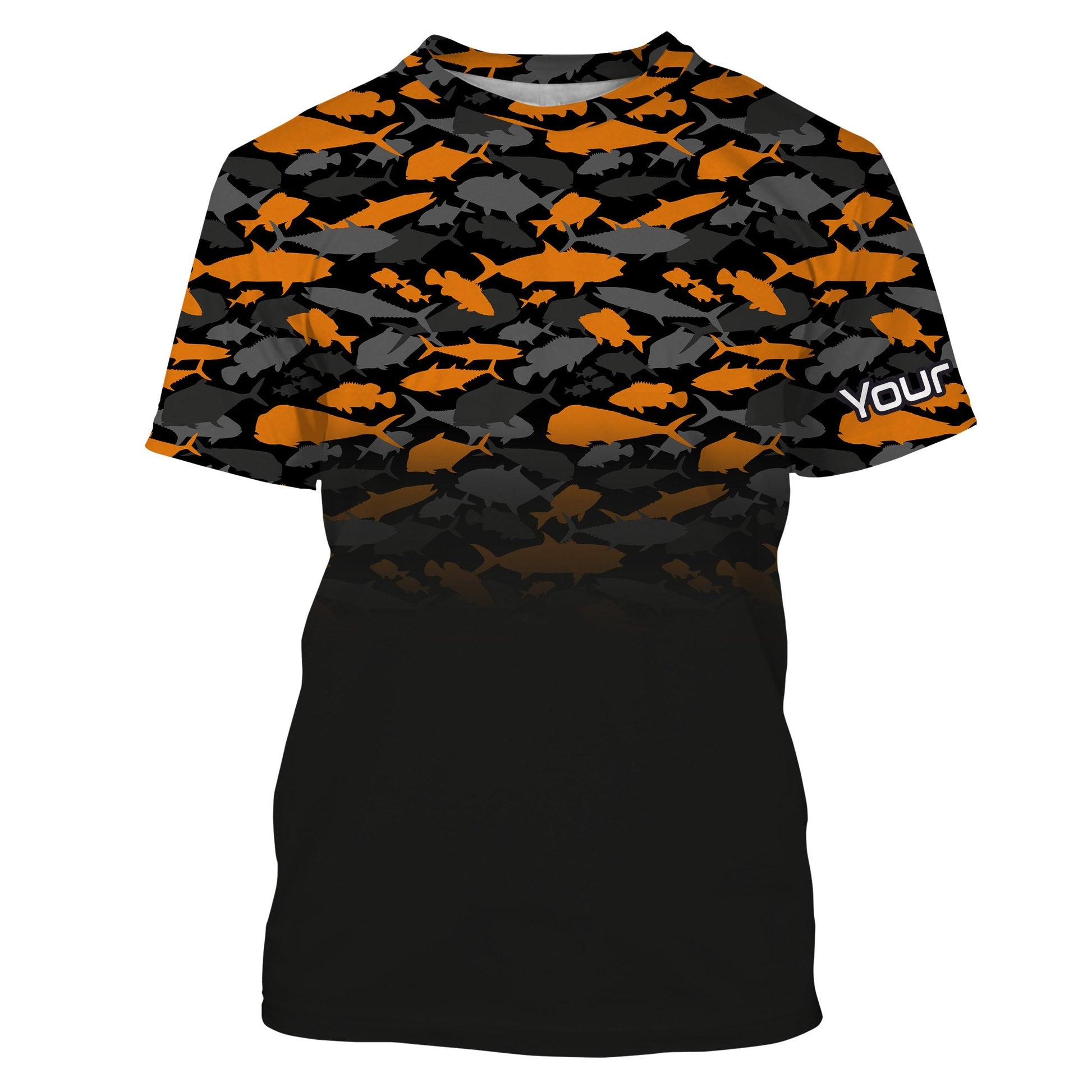 Fishing black orange camouflage UV long sleeve, hooded camo Custom fishing apparel NQS2514