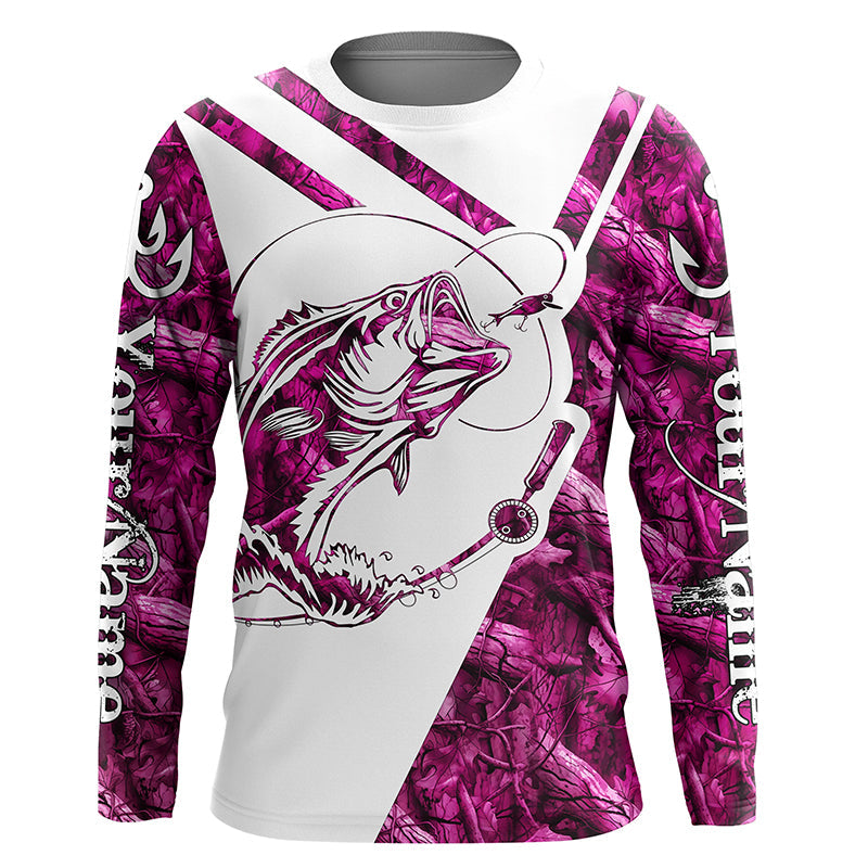 Largemouth Bass Fishing pink girl camo Custom fishing, women, kid NQSD174