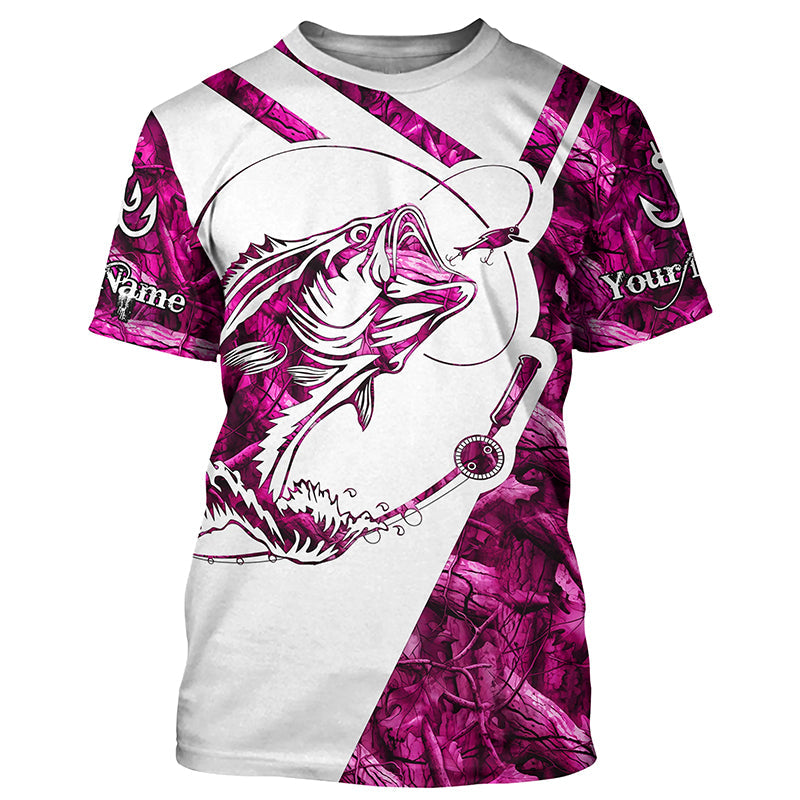 Largemouth Bass Fishing pink girl camo Custom fishing, women, kid NQSD174