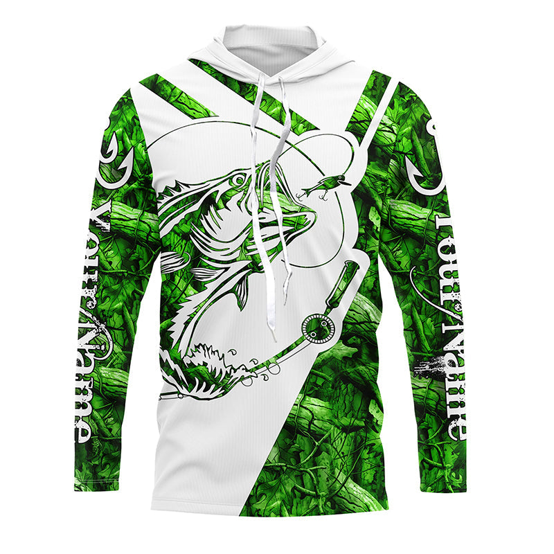 Largemouth Bass Fishing green camo performance fishing Custom long sleeves NQSD175