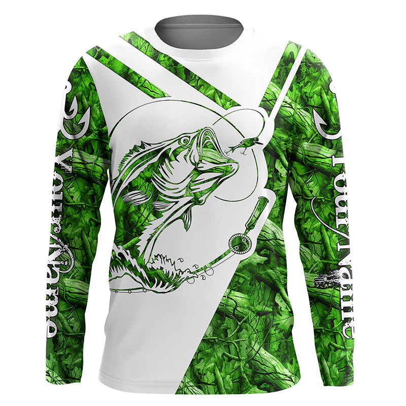 Largemouth Bass Fishing green camo performance fishing Custom long sleeves NQSD175