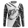 Largemouth Bass Fishing gray camo performance fishing Customize name long sleeves NQSD176