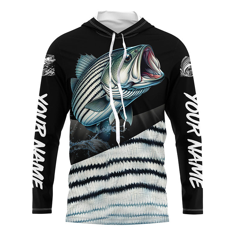 Personalized striped bass scales Fishing, striper Custom Long Sleeve Performance Fishing NQS4947