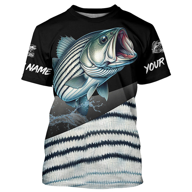 Personalized striped bass scales Fishing, striper Custom Long Sleeve Performance Fishing NQS4947