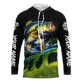 Personalized green bass scales Fishing, Custom Long Sleeve Performance bass Fishing NQS4948