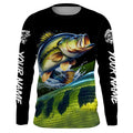 Personalized green bass scales Fishing, Custom Long Sleeve Performance bass Fishing NQS4948