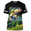 Personalized green bass scales Fishing, Custom Long Sleeve Performance bass Fishing NQS4948