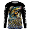 Personalized Walleye scales Fishing, Custom Long Sleeve Performance walleye Fishing NQS4949