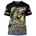 Personalized Walleye scales Fishing, Custom Long Sleeve Performance walleye Fishing NQS4949