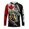 Walleye UV protection long sleeves fishing Canada flag patriot Customize walleye fisherman gifts NQS7640