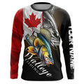 Walleye UV protection long sleeves fishing Canada flag patriot Customize walleye fisherman gifts NQS7640