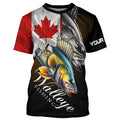 Walleye UV protection long sleeves fishing Canada flag patriot Customize walleye fisherman gifts NQS7640