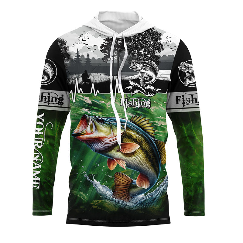 Largemouth bass Fishing UV protection Custom long sleeves fishing, women, Kid NQS2650