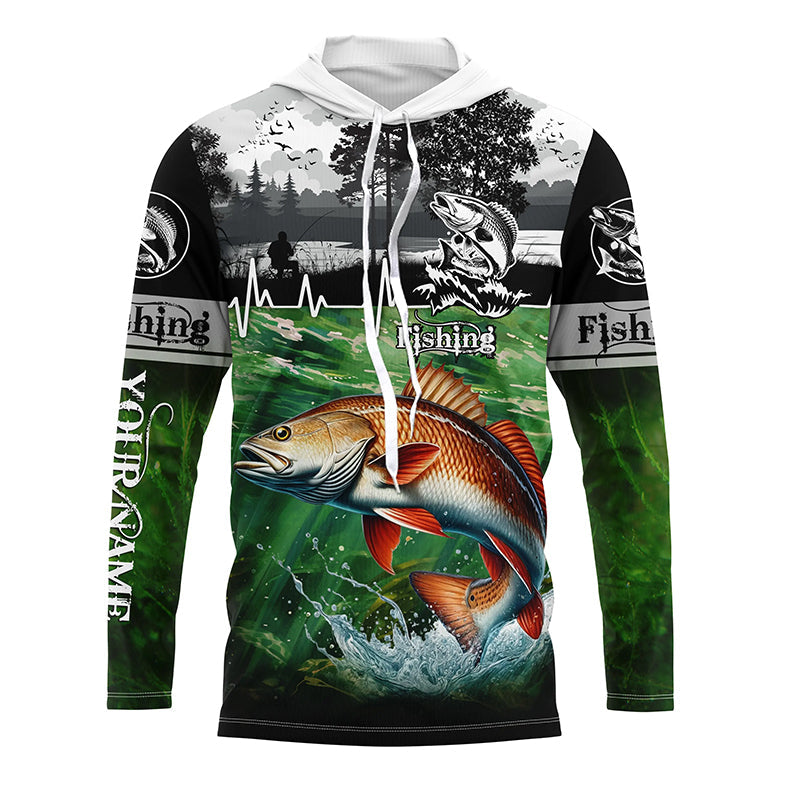 Redfish puppy drum Fishing UV protection Custom name long sleeves fishing, women, Kid NQS2651