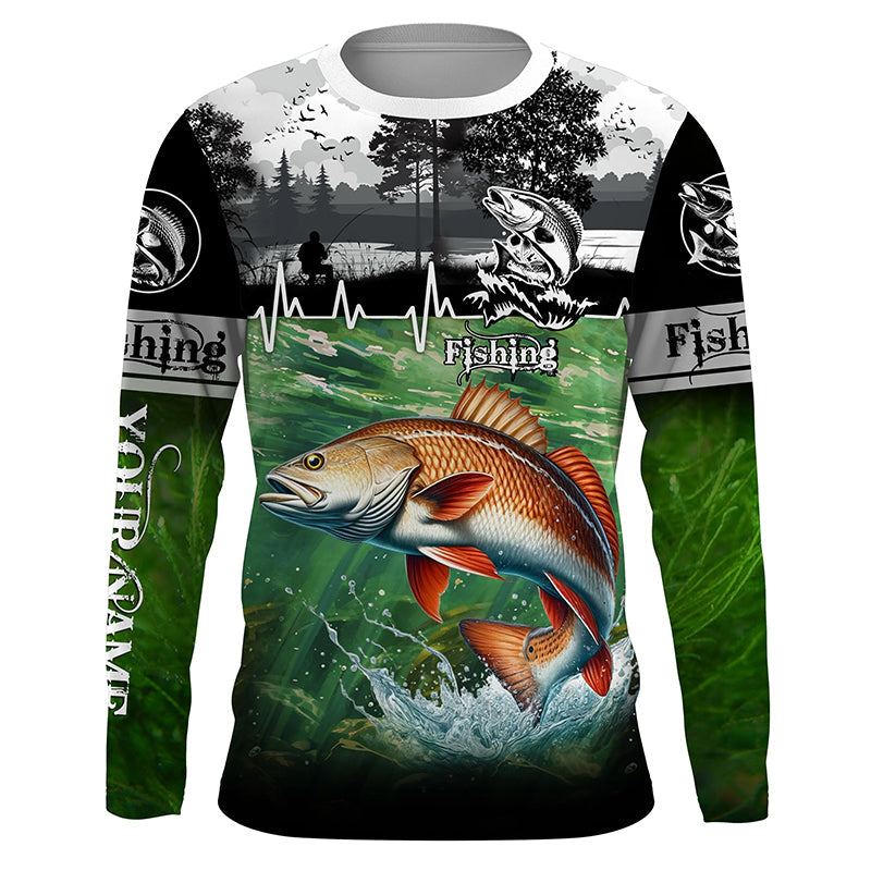 Redfish puppy drum Fishing UV protection Custom name long sleeves fishing, women, Kid NQS2651