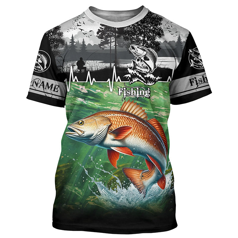 Redfish puppy drum Fishing UV protection Custom name long sleeves fishing, women, Kid NQS2651