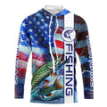 American Flag Northern Pike lightning Long Sleeve Fishing custom Patriotic Pike fishing NQS9562