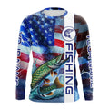 American Flag Northern Pike lightning Long Sleeve Fishing custom Patriotic Pike fishing NQS9562
