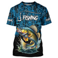 Walleye Fishing blue camo fishing Custom name UV protection long sleeves fishing NQS5770