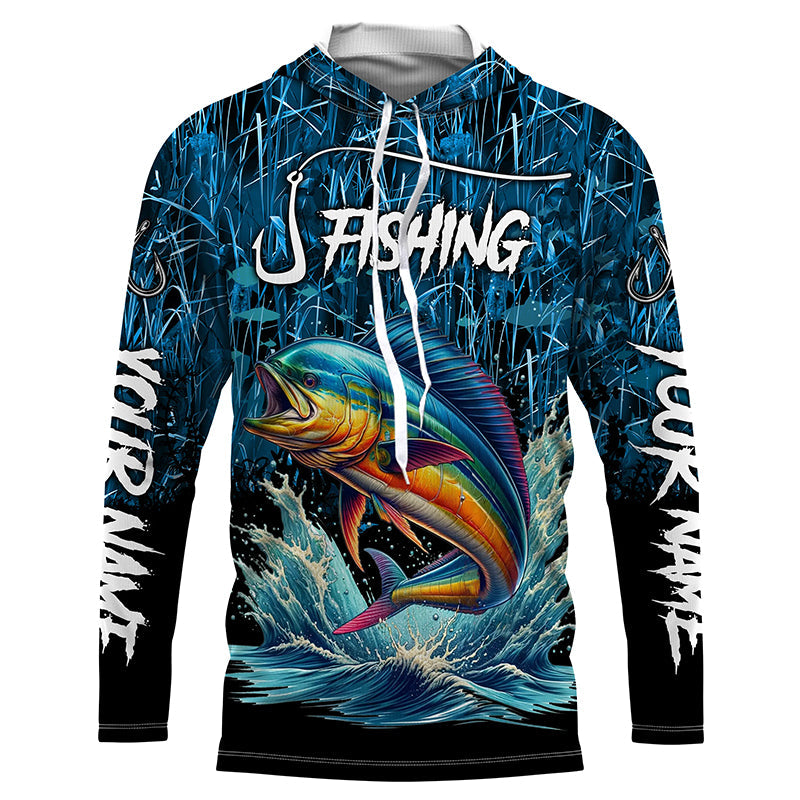 Mahi mahi Fishing blue camo Custom UV protection long sleeves fishing NQS5771