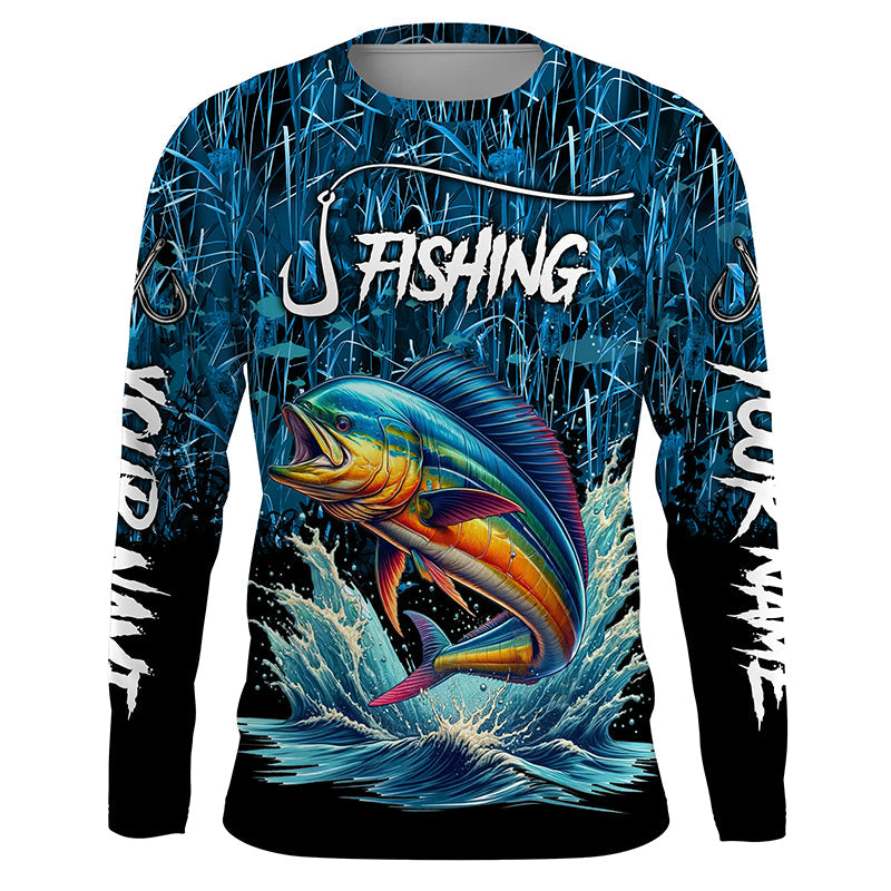 Mahi mahi Fishing blue camo Custom UV protection long sleeves fishing NQS5771
