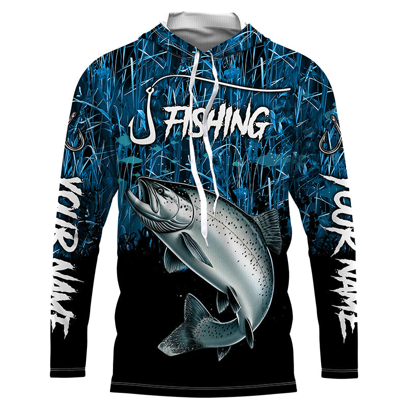 Chinook salmon Fishing blue camo Custom UV protection long sleeves fishing NQS5772
