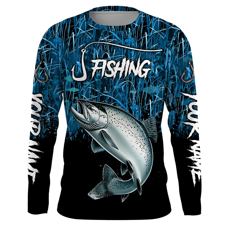Chinook salmon Fishing blue camo Custom UV protection long sleeves fishing NQS5772