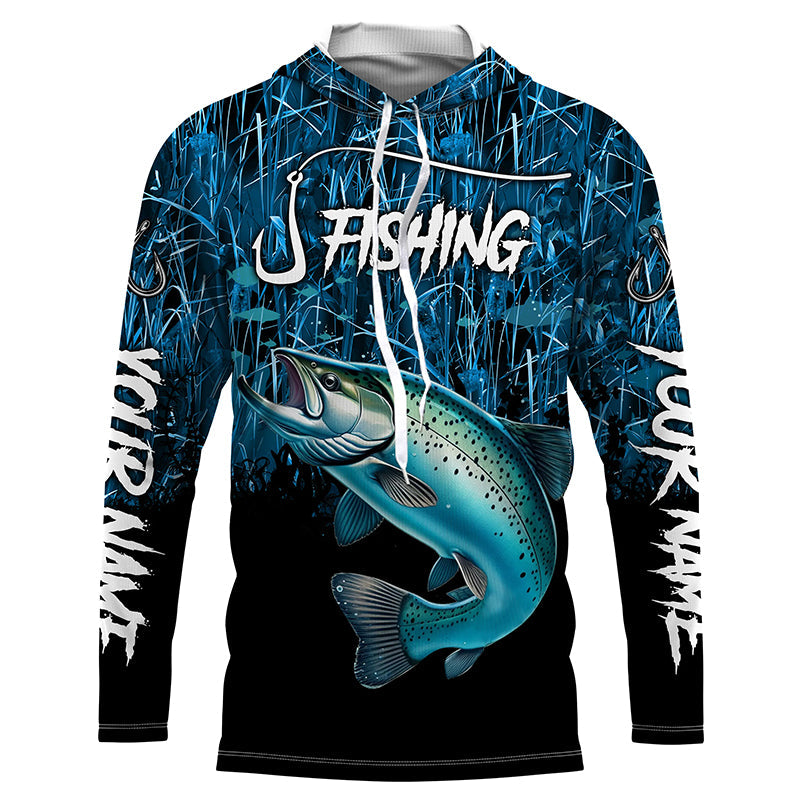 Chinook salmon Fishing blue camo Custom UV protection long sleeves fishing NQS5773