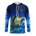 Personalized Crappie Blue Long Sleeve Performance Fishing, compass Crappie tournament NQS5983