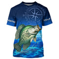 Personalized Crappie Blue Long Sleeve Performance Fishing, compass Crappie tournament NQS5983