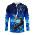 Personalized Catfish Blue Long Sleeve Performance Fishing, compass Catfish tournament NQS5984