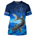 Personalized Catfish Blue Long Sleeve Performance Fishing, compass Catfish tournament NQS5984