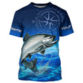 Personalized Chinook salmon Blue Long Sleeve Performance Fishing, compass tournament NQS5986
