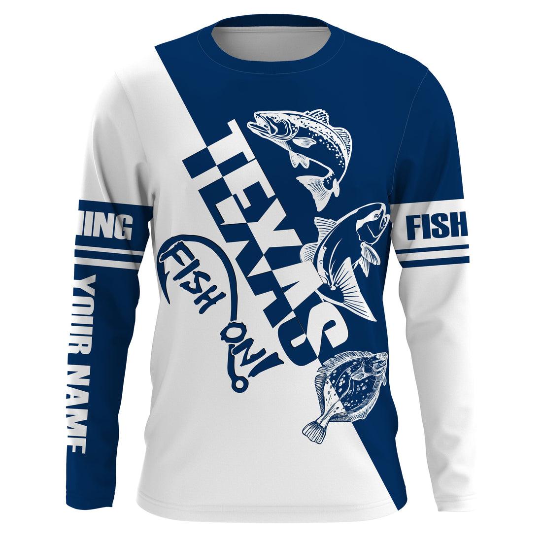 Texas slam Fishing redfish, speckled trout, flounder Customized Name UV Protection, patriotic Fishing Clothing NQS2391