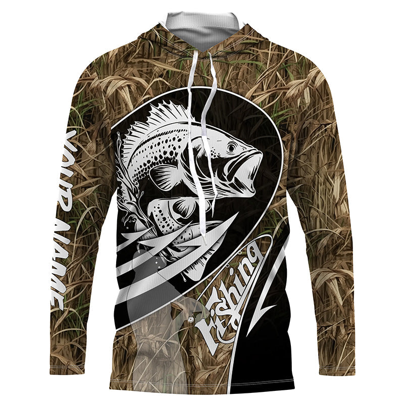 Largemouth Bass fishing tattoo camo Custom UV protection fishing long sleeve NQS3237